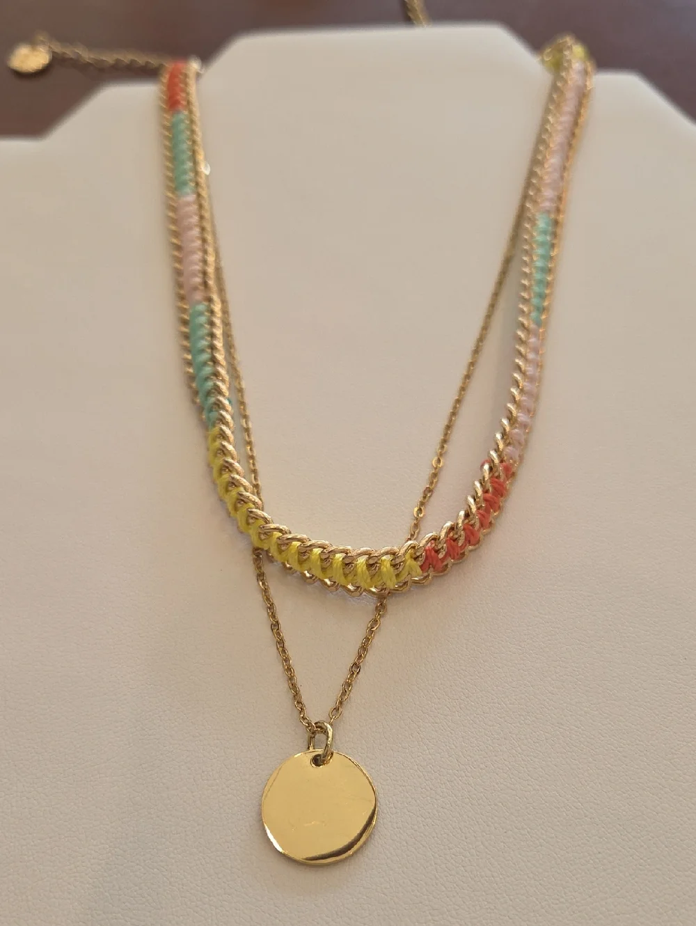 Boho Goldtone Layered Necklace Set with Braided Chain
